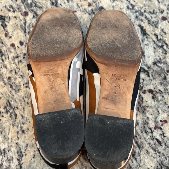 Tibi black and tan silk and leather made in Italy unique block heel shoes - Picture 8 of 12